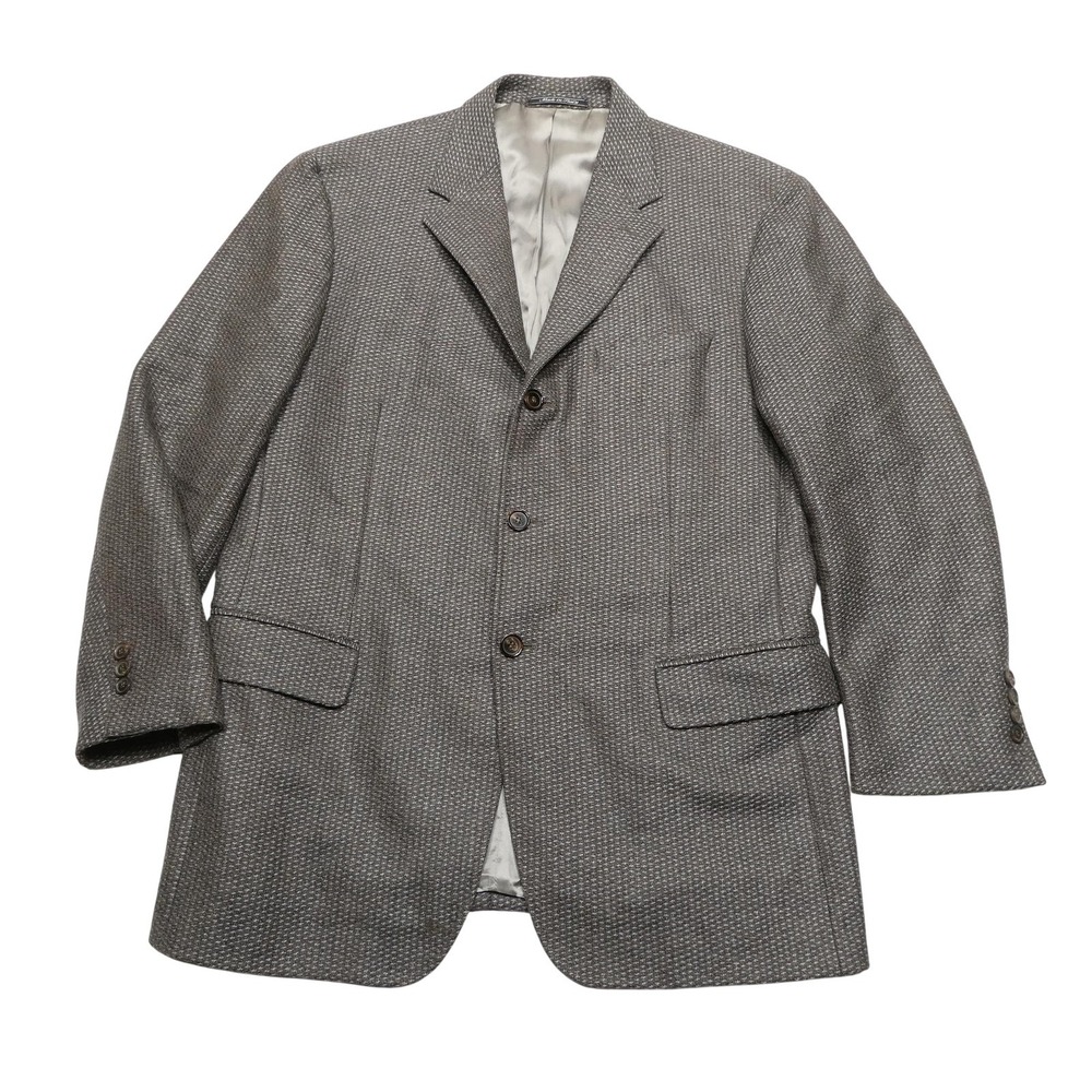 Zanella Blazer Mens 41R Gray Wool Tweed Check Sport Coat Three Button Made Italy